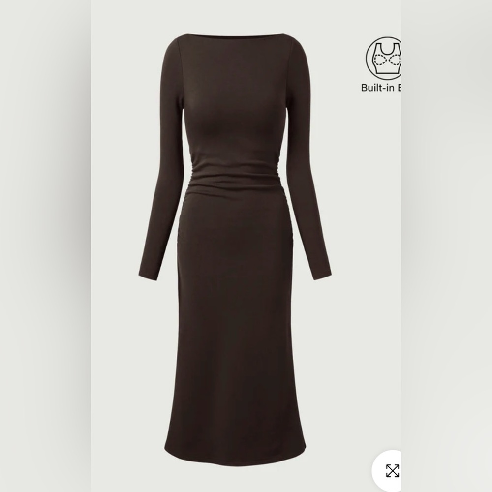Elegant Brown Long Sleeve Dress